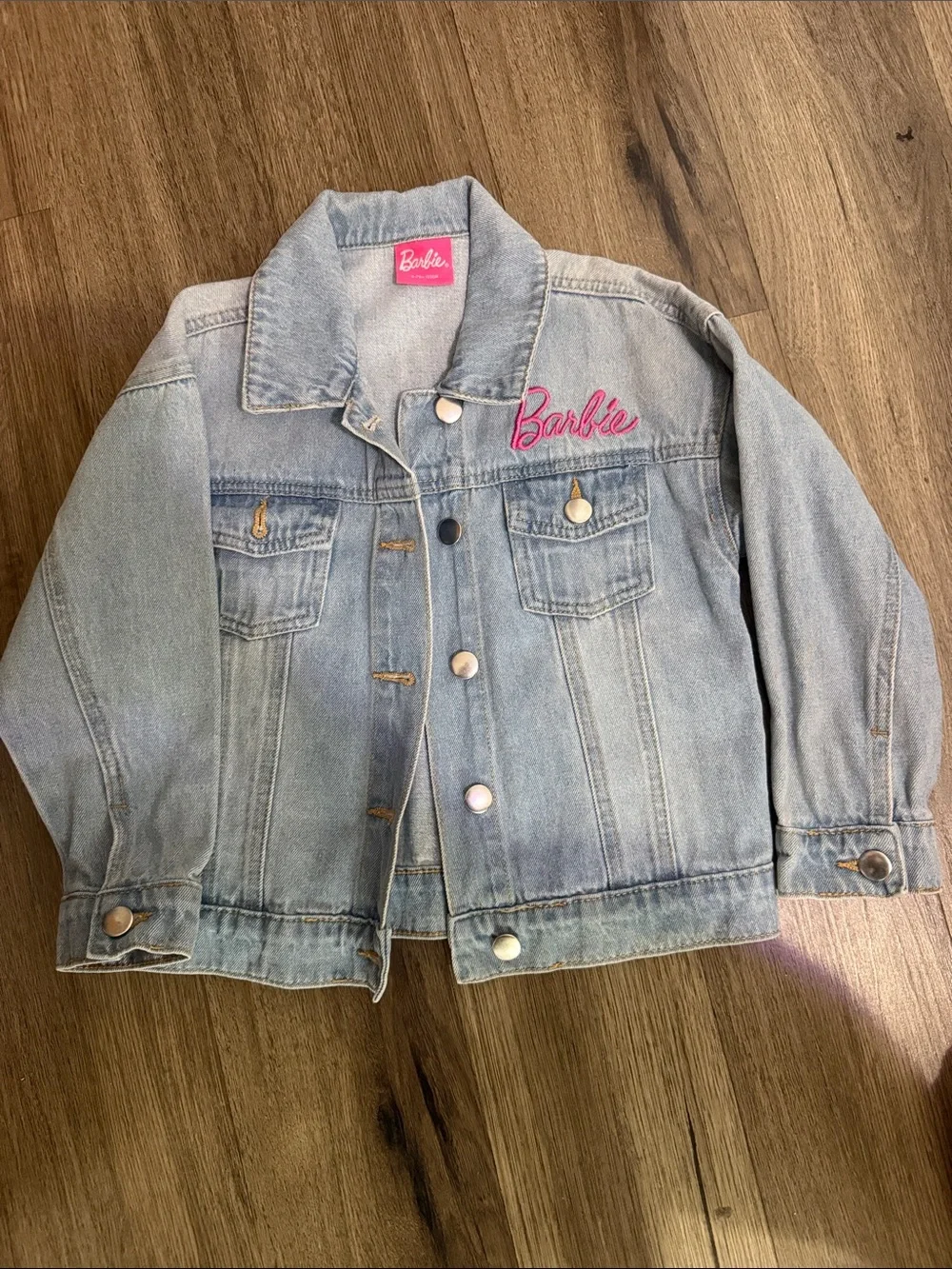 Primark Light Blue Denim Barbie Embroidered Kids Jacket